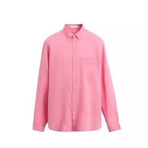 Zara Men's Pink Button-Down Long Sleeve Shirt